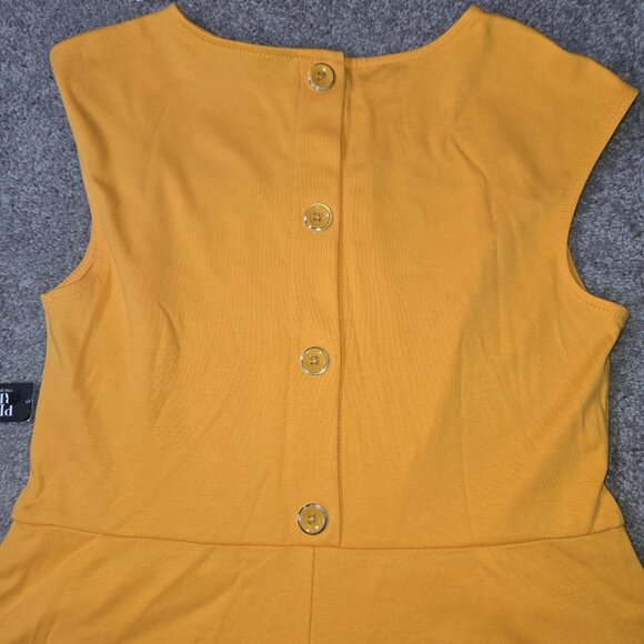NWT New York & Company Medium Petite Yellow Button Back Flare Dress‎ - Picture 5 of 11